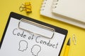 Code of Conduct is shown on the business photo using the text Royalty Free Stock Photo