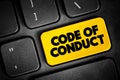 Code Of Conduct text button on keyboard, concept background Royalty Free Stock Photo