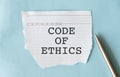 Code of Conduct Text written on of page. Motivation concept image Royalty Free Stock Photo