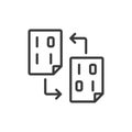 Code converting, icon in line design. Code, converting, transformation, data, process, programming, syntax on white Royalty Free Stock Photo