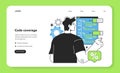Code coverage web banner or landing page. Software testing methodology.