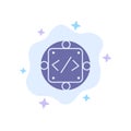 Code, Custom, Implementation, Management, Product Blue Icon on Abstract Cloud Background