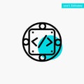 Code, Custom, Implementation, Management, Product turquoise highlight circle point Vector icon