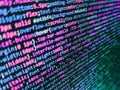 Code on dark background. Developer working on program codes in office. Javascript code in bracket software. Web or application Royalty Free Stock Photo
