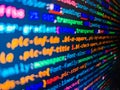 Code on dark background. Javascript abstract computer script, random. Computing, cyberspace , future and innovation concept. Photo Royalty Free Stock Photo