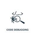 Code debugging icon. Monochrome simple sign from app development collection. Code debugging icon for logo, templates