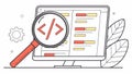 Code Debugging on Monitor: Software Development Focus, vector design Generative AI Royalty Free Stock Photo