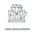 Code development line icon, vector. Code development outline sign, concept symbol, flat illustration Royalty Free Stock Photo