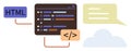 Coding Interface with HTML Tag, Syntax Editor, and Communication Concept Royalty Free Stock Photo