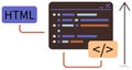 Code Editor Interface Highlighting HTML and Development Concepts in a Flat Design Style Royalty Free Stock Photo