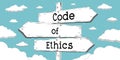 Code of ethics - outline signpost with three arrows Royalty Free Stock Photo