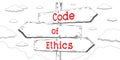 Code of ethics - outline signpost with three arrows Royalty Free Stock Photo