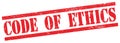 CODE  OF  ETHICS text on red grungy rectangle stamp Royalty Free Stock Photo