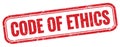 CODE OF ETHICS text on red grungy vintage stamp Royalty Free Stock Photo