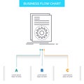 Code, executable, file, running, script Business Flow Chart Design with 3 Steps. Line Icon For Presentation Background Template Royalty Free Stock Photo