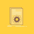 Code, executable, file, running, script Flat Line Filled Icon. Beautiful Logo button over yellow background for UI and UX, website Royalty Free Stock Photo