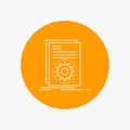 Code, executable, file, running, script White Line Icon in Circle background. vector icon illustration Royalty Free Stock Photo