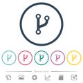 Code fork flat color icons in round outlines