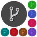 Code fork icons with shadows on round backgrounds