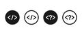 Code html vector icon set. Program coding sign in circle