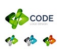 Code icon logo design made of color pieces