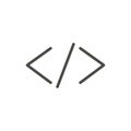 Code icon vector. Outline coding, line web site symbol.