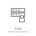 Code icon vector from web design and programming collection. Thin line code outline icon vector illustration. Outline, thin line