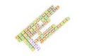 Code, ict keyword crossword. For web page, graphic design, texture or background. 3D rendering.