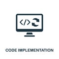 Code Implementation icon. Monochrome sign from production management collection. Creative Code Implementation icon