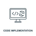 Code Implementation icon. Line element from production management collection. Linear Code Implementation icon sign for