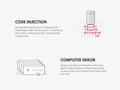 Code injection and Computer error. Cyber security concept. Royalty Free Stock Photo