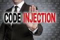 Code injection with matrix is shown by businessman