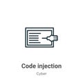 Code injection outline vector icon. Thin line black code injection icon, flat vector simple element illustration from editable