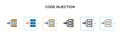 Code injection vector icon in 6 different modern styles. Black, two colored code injection icons designed in filled, outline, line