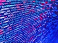Code of javascript language on white background. Abstract program code on computer screen. Background of software developer script Royalty Free Stock Photo
