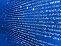 Code of javascript language on white background. Developer working on websites codes in office. Programming of Internet website.