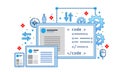 Software development concept. Set of  icons and illustrations representing development process. Royalty Free Stock Photo