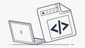 Code on laptop screen, programming work, software development, coding project, tech work, digital code vector design Generative AI Royalty Free Stock Photo