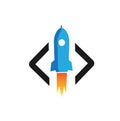 Code launch rocket logo vector symbol icon illustration Royalty Free Stock Photo