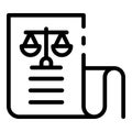 Code of laws on paper icon, outline style