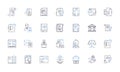 Code line icons collection. Programming, Syntax, Debugging, Algorithms, Efficiency, Optimization, Development vector and Royalty Free Stock Photo