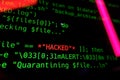 Code line with word hacked on it. Hacker concept. Hacking online concept