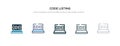 Code listing icon in different style vector illustration. two colored and black code listing vector icons designed in filled,