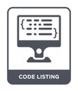 code listing icon in trendy design style. code listing icon isolated on white background. code listing vector icon simple and