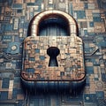 Code Lock A locked digital collage with pixelated code patterns Royalty Free Stock Photo