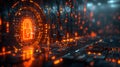 Code matrix secured by encryptionâs lock. Royalty Free Stock Photo