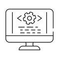code optimization analyst line icon vector illustration