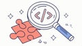 Code piece search: find coding solutions in puzzle parts. #codepiece #codingsolve vector design Generative AI