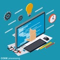 Code processing, program coding, algorithm optimization vector concept Royalty Free Stock Photo