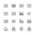 Code, programming icons in thin line style